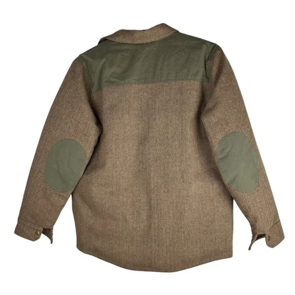 Woolrich 550 Fill Down Herringbone Wool Blend Barn Coat Jacket Mens Large Brown - Picture 7 of 15